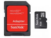 Cartão de Memória Micro SD 4 GB SanDisk c/ Adapt Cartão SD